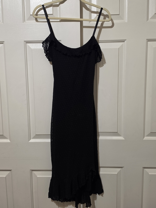 Betsey Johnson Dresses & Skirts - VTG 90s Betsy Johnson Black Polka Dot Dress Sz XS/P Lettuce Edge Whimsy Goth